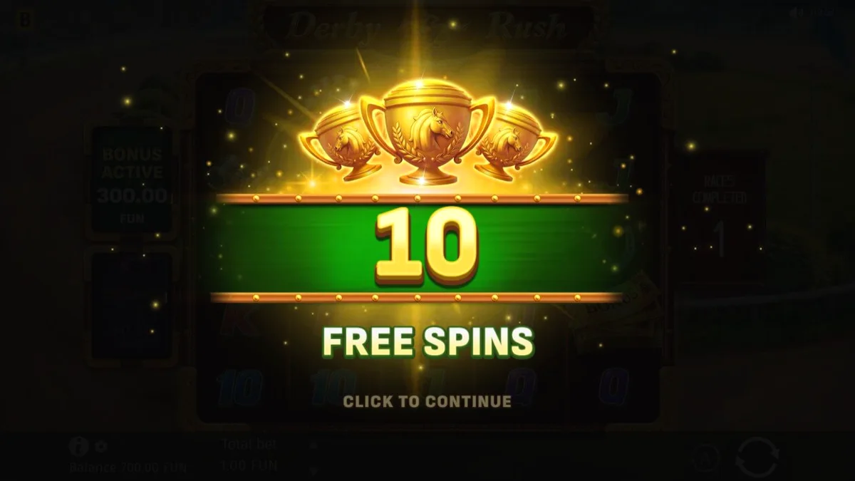 Tampilan visual slot Derby Rush dengan tema pacuan kuda mewah